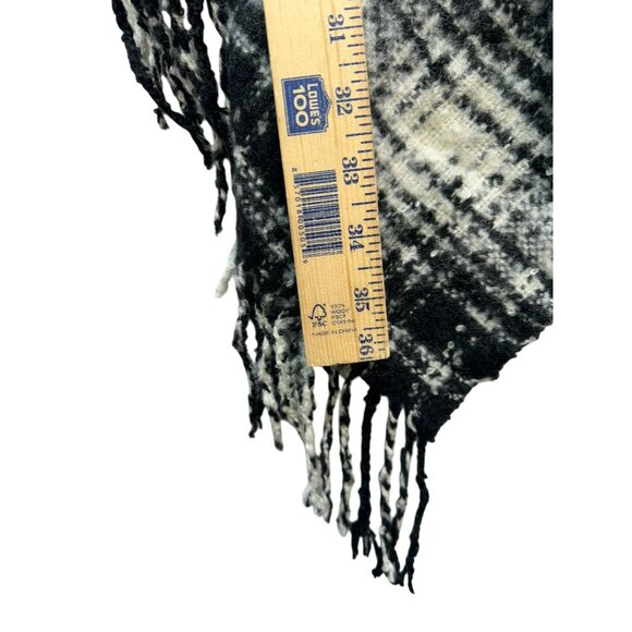 Lauren Ralph Lauren Womens Black & White Plaid Fringe Poncho - Picture 4 of 9